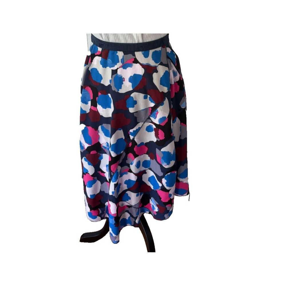 Banana Republic Women's Blue Pattern Asymmetrical Flowy Midi Skirt Size 8